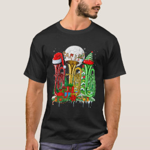 Three Santa Reindeer Elf Tubas Xmas Instrumentalis T-Shirt