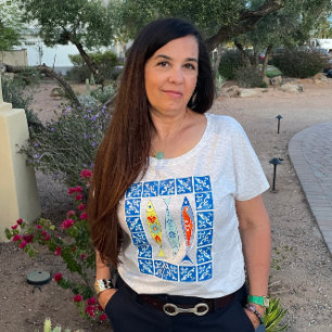 Three Sardines + Blue Tile  Tri-Blend Shirt