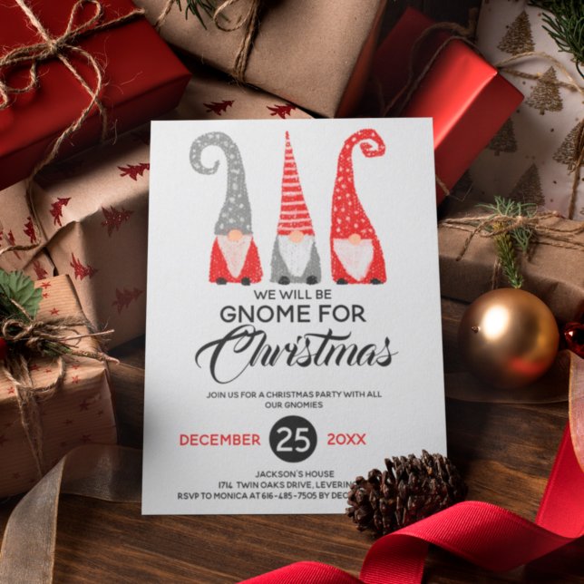Three Scandinavian Gnomes Christmas Party Invitation (Creator Uploaded)