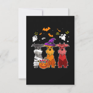 Three Schnauzer Witch Hat Cute Halloween Gifts RSVP Card