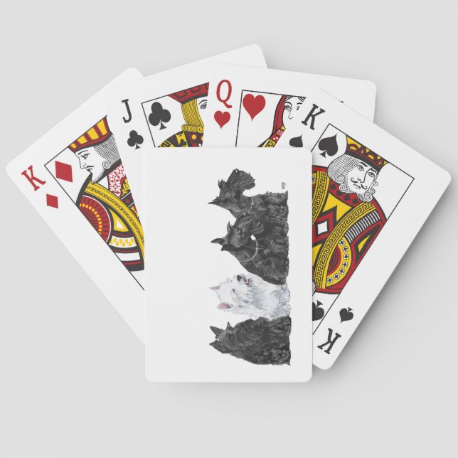 Three Scotties & a Westie Playing Cards (Back)