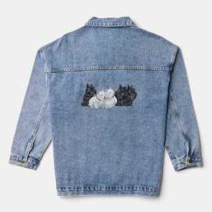 Three Scottish Terriers with Two Westies Denim Jacket