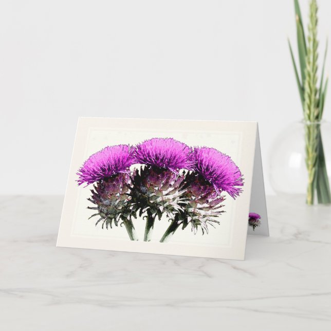 Three Scottish Thistles Card (Front)