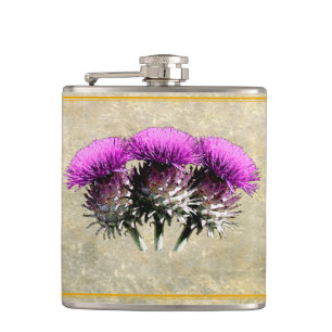 Three Scottish Thistles Flask