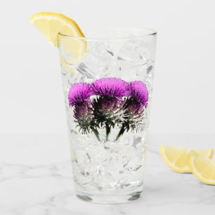 Three Scottish Thistles Glass