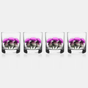Three Scottish Thistles Whiskey Glass