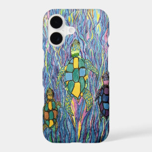 Three Sea Turtles Stained Glass Ocean Art