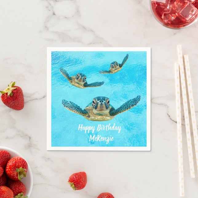 Three Sea Turtles Swimming Napkin (Insitu)