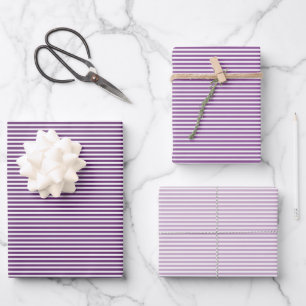 Three Shades Purple Stripes Wrapping Paper Sheet