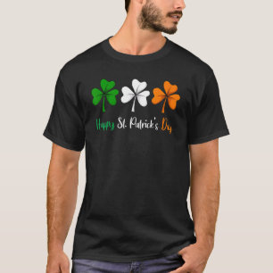 Three Shamrocks Ireland Irish Flag Happy St Patric T-Shirt