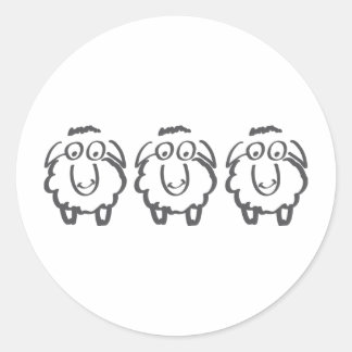 three sheeps classic round sticker