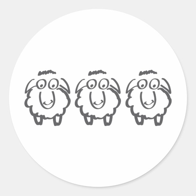 three sheeps classic round sticker (Front)