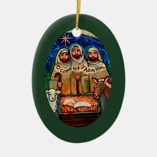 Three Shepherds, O Come Let Us Adore Him ornament (Front)