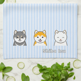 Three Shiba Inu Dogs With Different Coat Colours Tea Towel