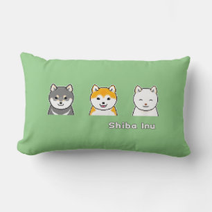 Three Shiba Inus With Different Coat Colours Lumbar Cushion