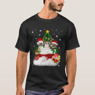 Three Shih Tzu In Santa Bag Christmas Costume T-Shirt