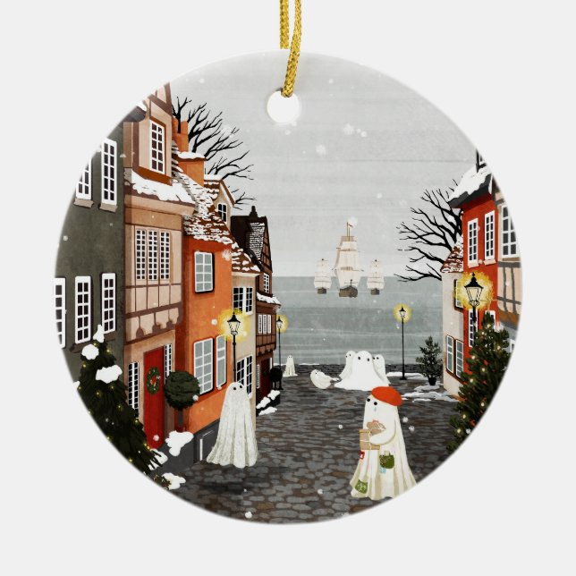 Three Ships Ceramic Tree Decoration (Front)