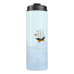 Three Ships Sailing on the Rolling Sea Nautical Thermal Tumbler