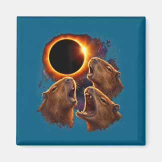 Three Shirt Capybaras Howling Total Solar Magnet