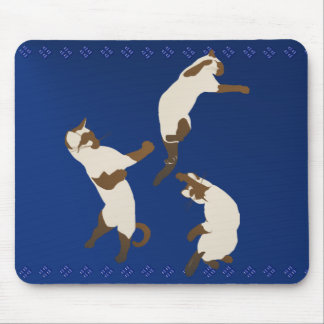 Three Siamese Cats At Play Mousepad