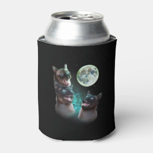 Three Siamese Cats Howl At The Moon Funny Hallowee Can Cooler