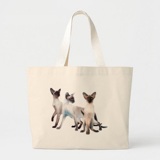 Three Siamese Cats Large Tote Bag