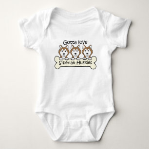 Three Siberian Huskies Baby Bodysuit