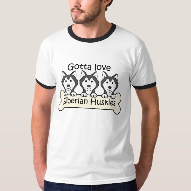Three Siberian Huskies T-Shirt (Front)