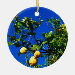 Three Sicilian Lemons Ceramic Tree Decoration