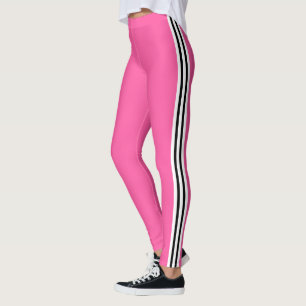 Three Side Stripe Pink Leggings with Custom Colour