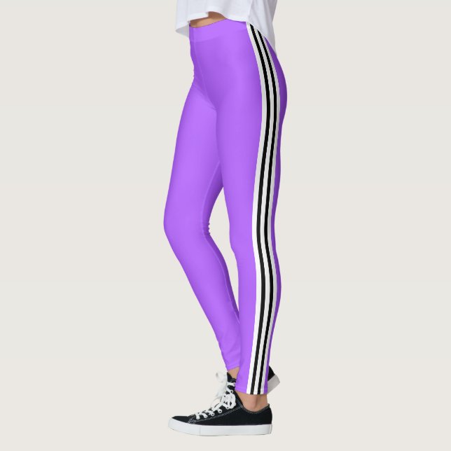 Three Side Stripe Purple Leggings Choose Colours (Left)