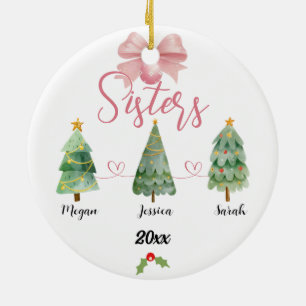 Three Sisters Christmas Tree With Custom names Ceramic Tree Decoration