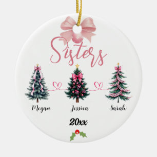 Three Sisters Christmas Tree With Custom names Ceramic Tree Decoration