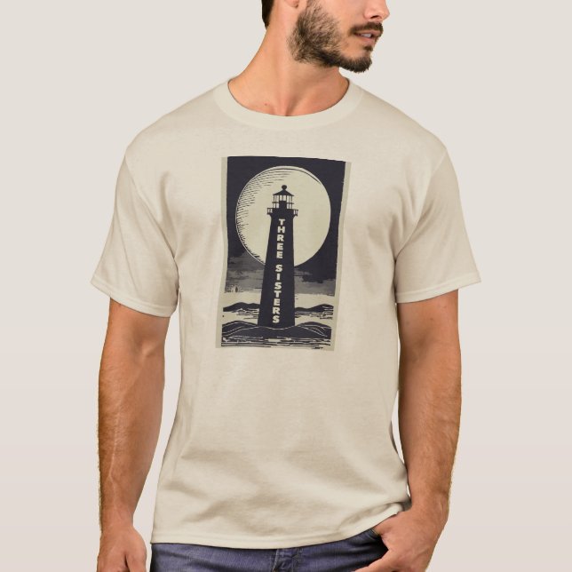 Three Sisters Lighthouse Massachusetts Moon T-Shirt (Front)
