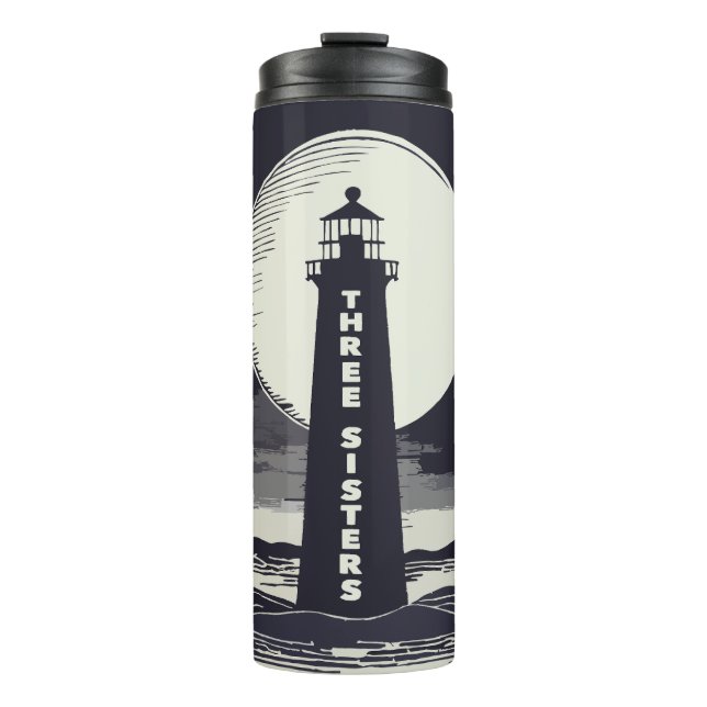 Three Sisters Lighthouse Massachusetts Moon Thermal Tumbler (Front)