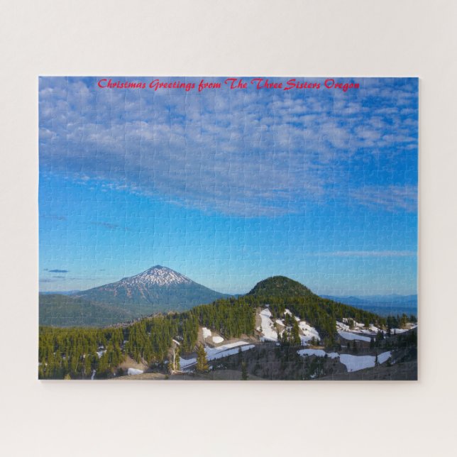 Three Sisters Oregon. Christmas Greetings Jigsaw Puzzle (Horizontal)