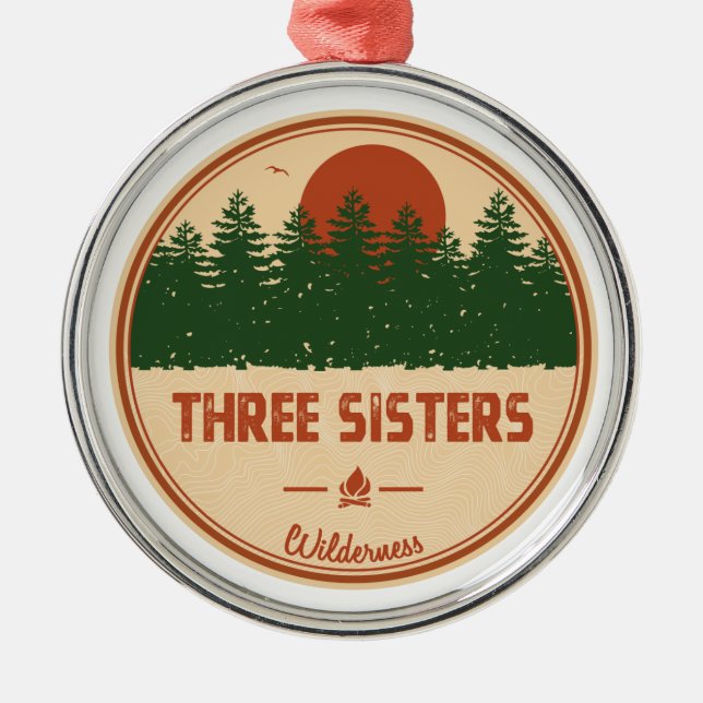 Three Sisters Wilderness Metal Tree Decoration (Front)