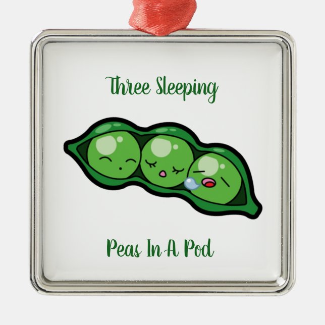 Three Sleeping Peas In A Pod Metal Tree Decoration (Front)