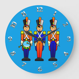 Three Smart Toy Soldiers on Parade Large Clock