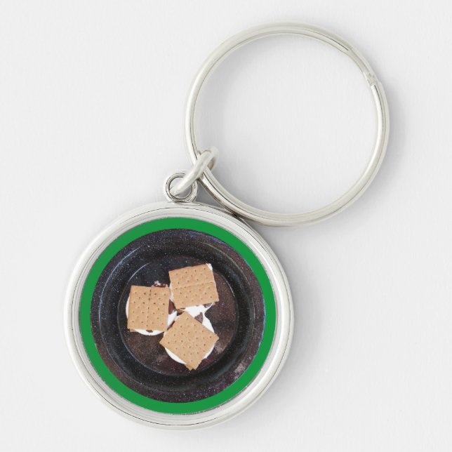 Three S'mores on a Camp Plate Keychain (Front)
