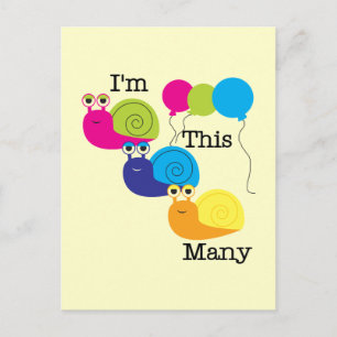 Three Snails I'm  This Many Tshirts and Gifts Postcard