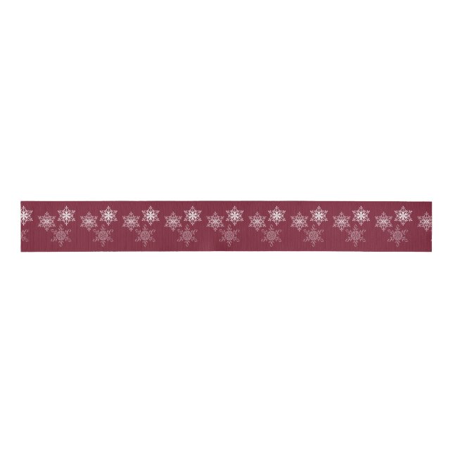 Three Snowflakes Minimal Red and White Christmas  Grosgrain Ribbon (Front)
