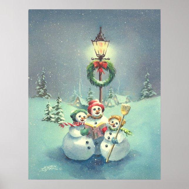 THREE SNOWMEN by SHARON SHARPE Poster (Front)