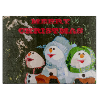 Three Snowmen Christmas Cutting Board