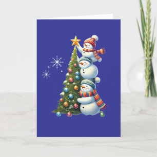 Three Snowmen Cute Holiday Blank Christmas Card