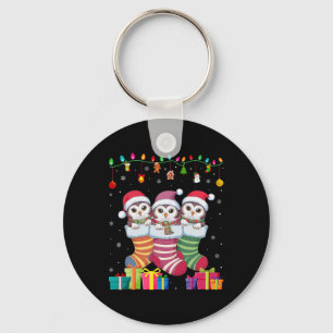 Three Snowy Owl In Sock Funny Boys Girls Kids Chri Key Ring