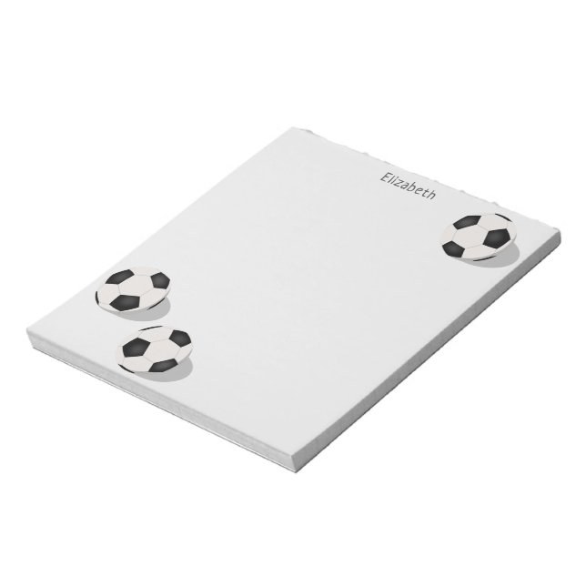 three soccer balls personalised sports notepad (Rotated)