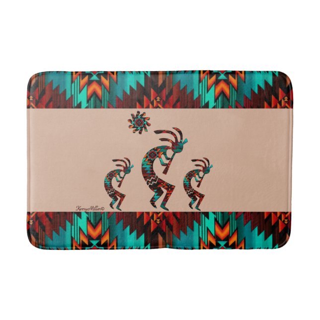 Three Southwest Kokopelli Bath Mat (Front)
