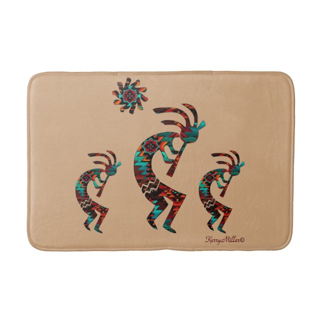Three Southwest Kokopelli Bath Mat (Front)