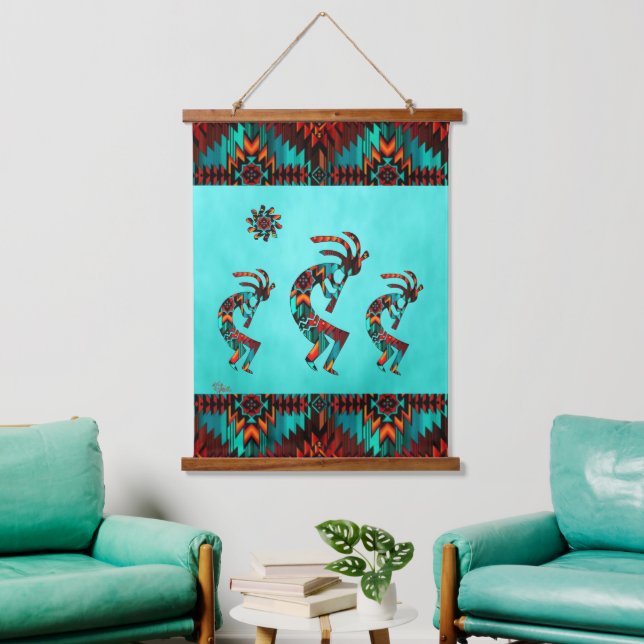 Three Southwest Kokopelli Hanging Tapestry (Living Room)